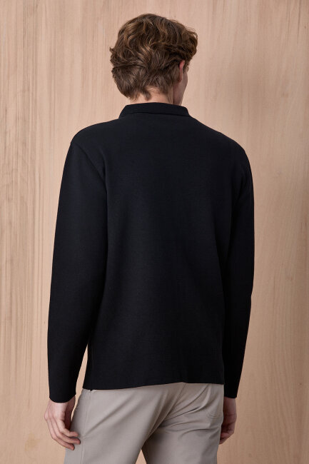 Siyah %100 Pamuk Örme Gömlek - 6