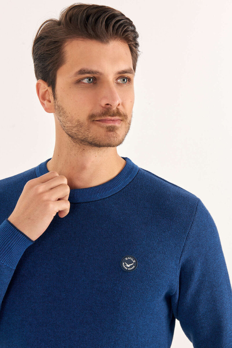 Saks 100% Cotton Crew Neck Sweater - 4