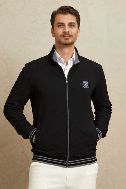 Black Cotton Sweatshirt - 1