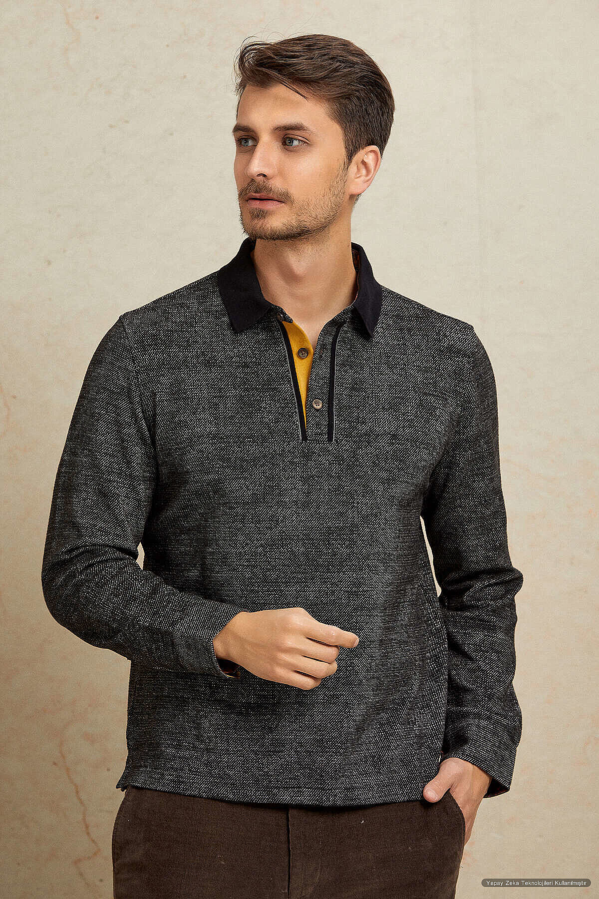 Siyah Polo Sweatshirt - 2