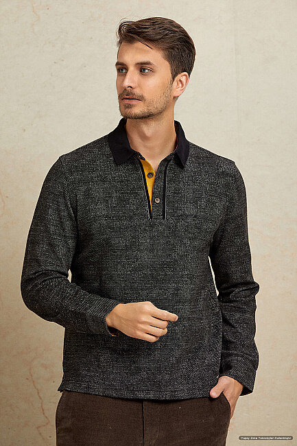 Siyah Polo Sweatshirt - 2