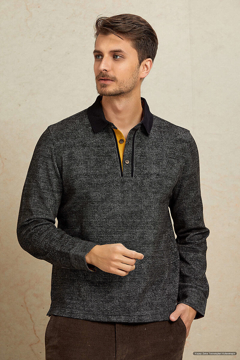 Siyah Polo Sweatshirt - 2