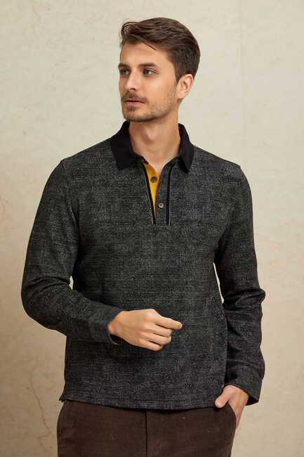 Siyah Polo Sweatshirt