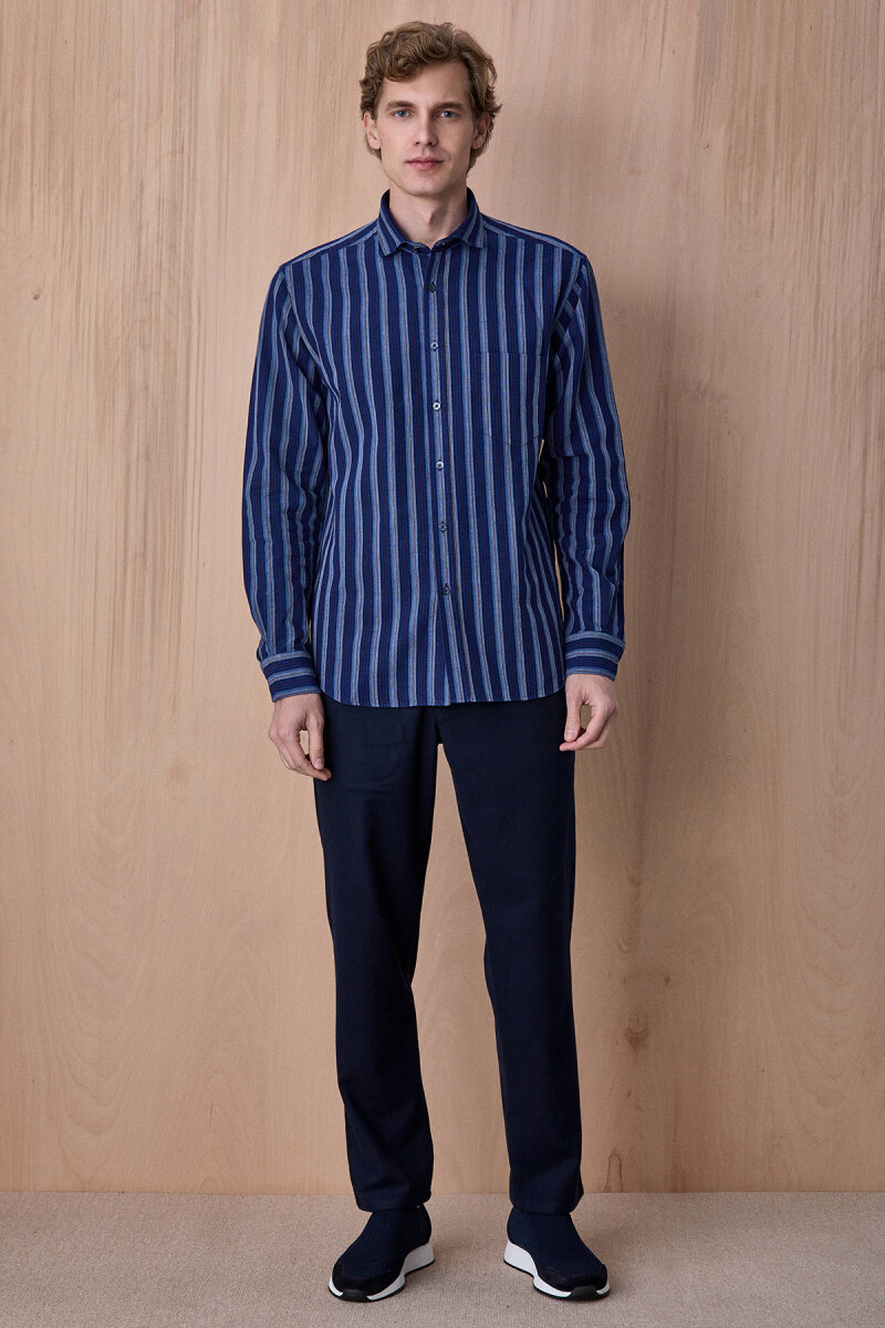 Lacivert %100 Pamuk Gömlek - 3