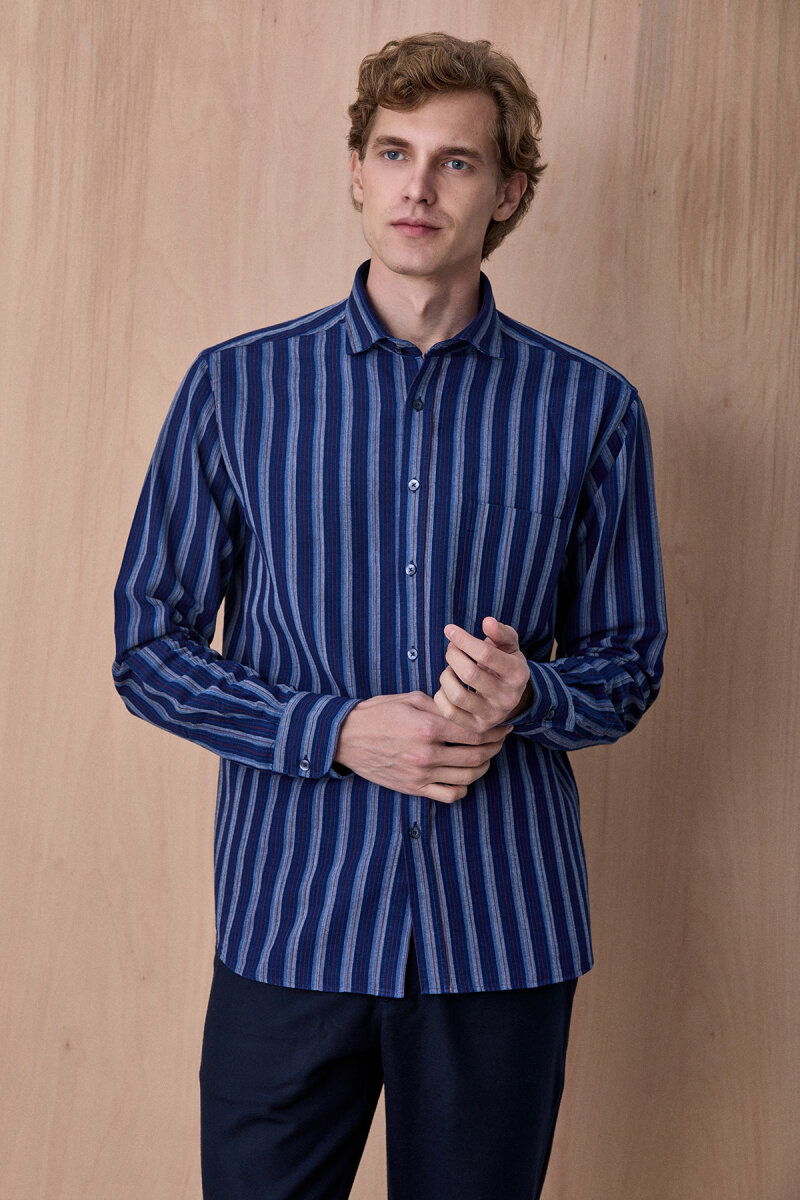 Lacivert %100 Pamuk Gömlek - 5