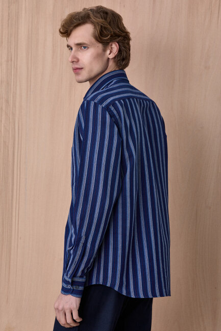 Lacivert %100 Pamuk Gömlek - 6