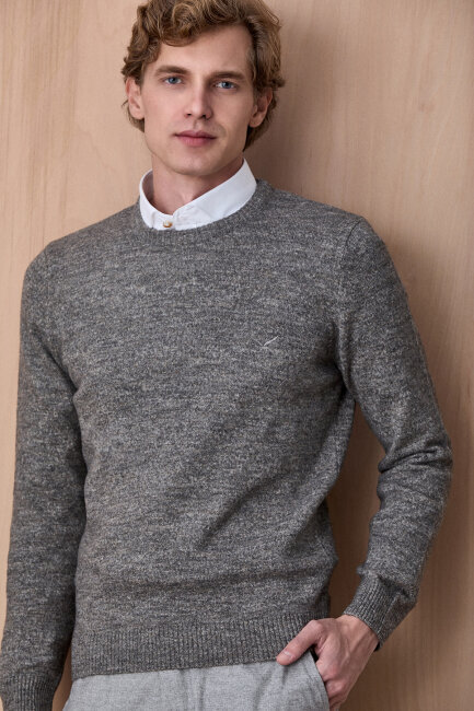 Kahverengi Pamuklu Bisiklet Yaka Kazak - 2