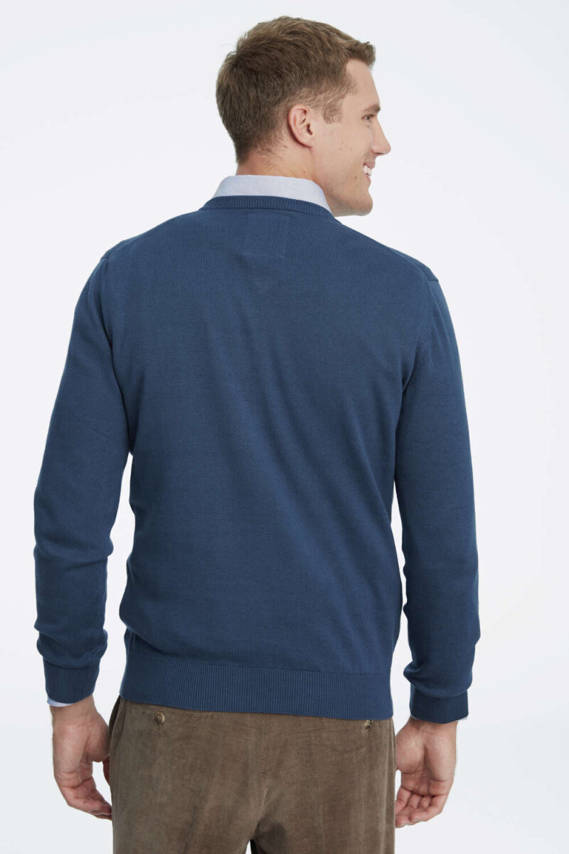 Petrol 100% Cotton V-Neck Sweater - 4