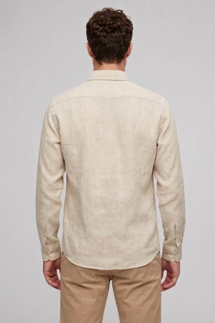 Bej %100 Keten Gömlek - 5