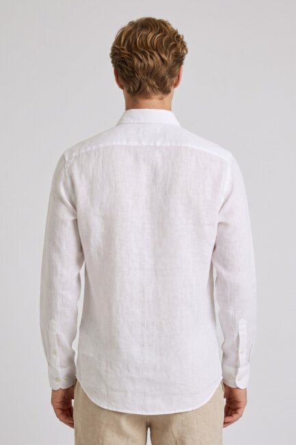 Beyaz %100 Keten Gömlek - 5