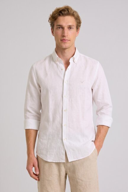 Beyaz %100 Keten Gömlek