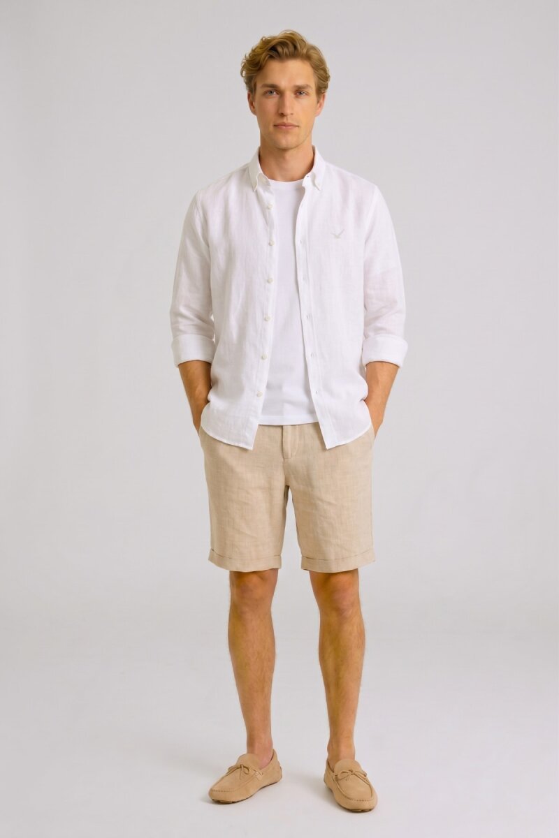 Beyaz %100 Keten Gömlek - 2