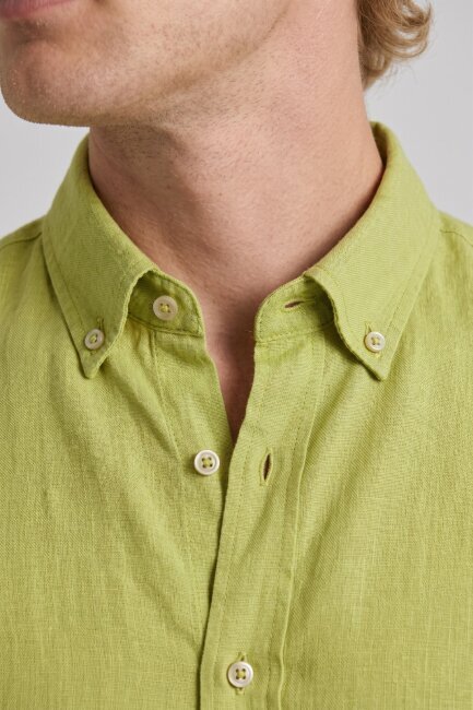 Yeşil %100 Keten Gömlek - 3