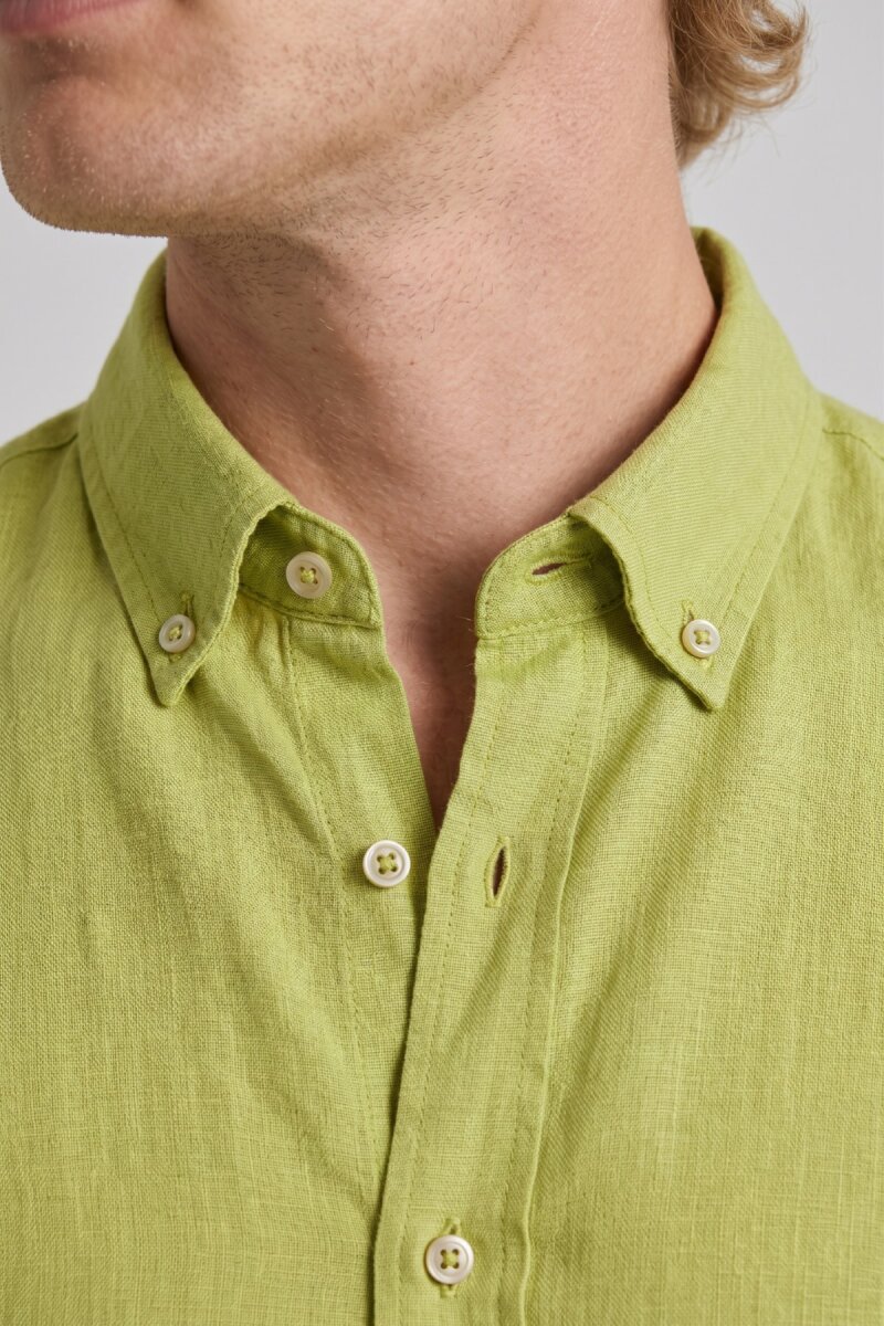 Yeşil %100 Keten Gömlek - 3