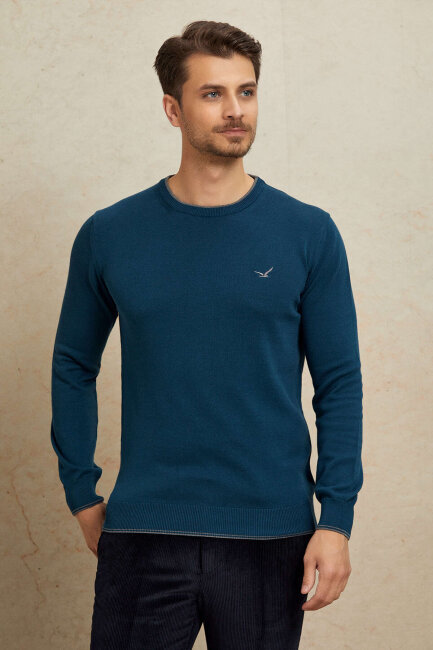 Petrol 100% Cotton Round Neck Sweater - 4