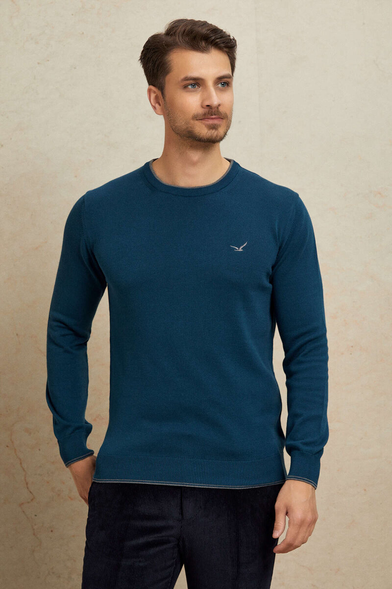 Petrol 100% Cotton Round Neck Sweater - 4