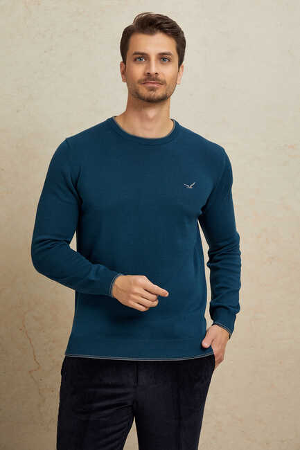 Petrol 100% Cotton Round Neck Sweater 
