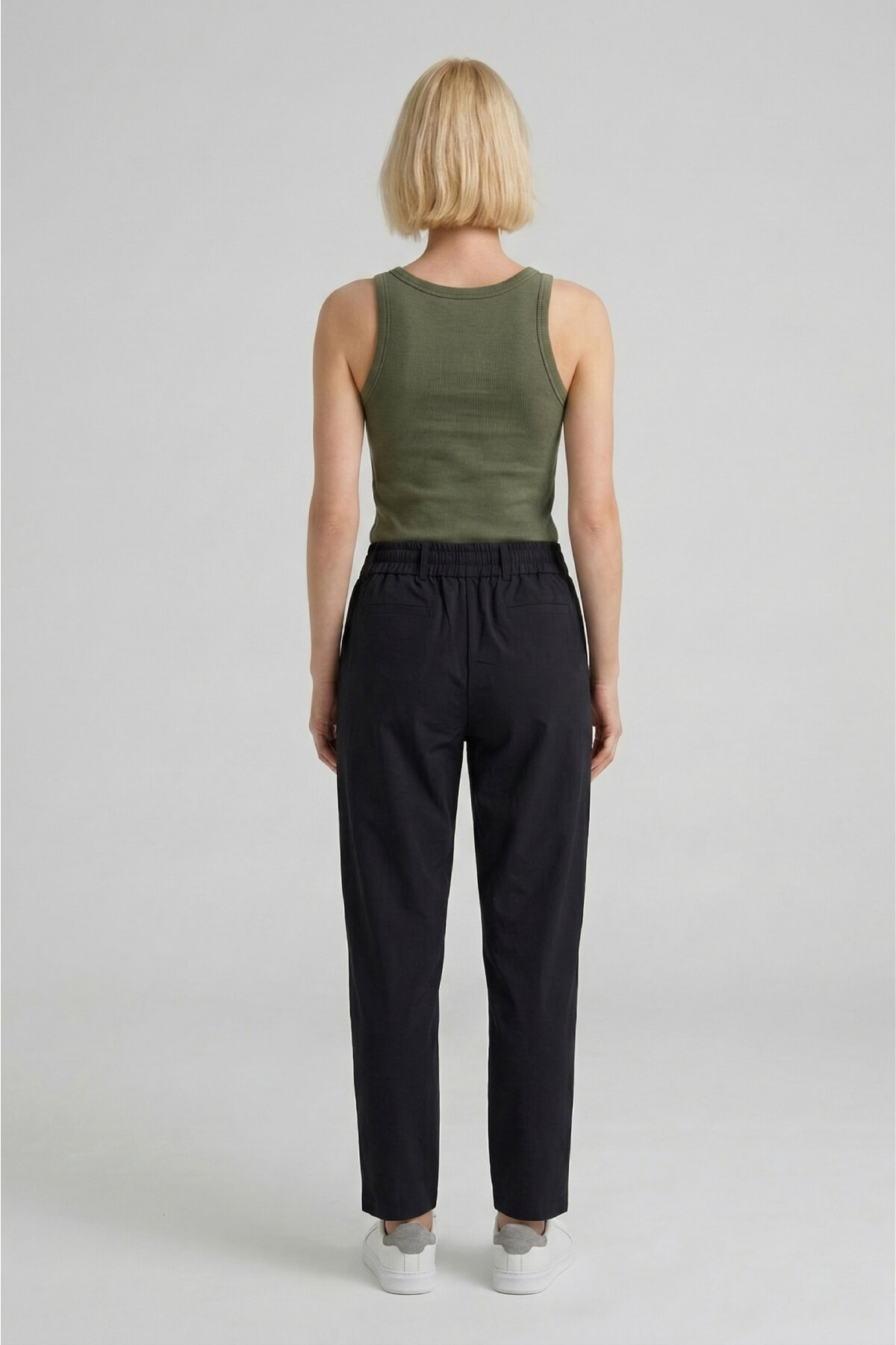 Siyah Teknik Kumaş Rahat Pantolon - 5