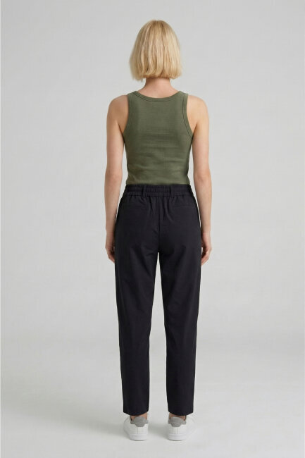 Siyah Teknik Kumaş Rahat Pantolon - 5