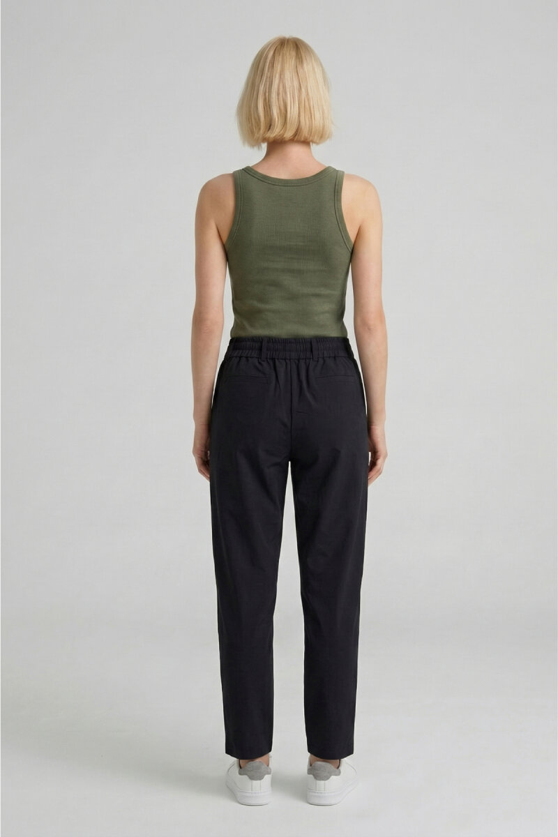 Siyah Teknik Kumaş Rahat Pantolon - 5