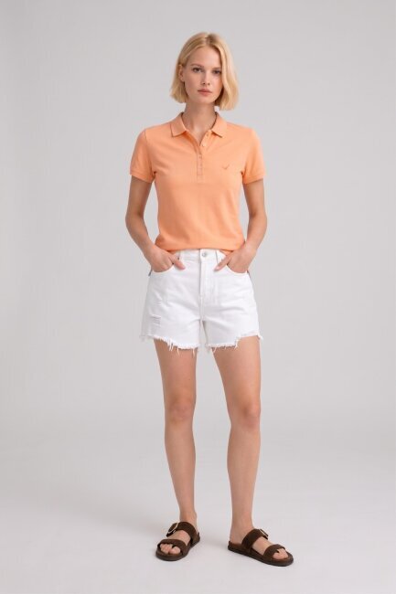 Turuncu %100 Pamuk Polo Tişört - 4