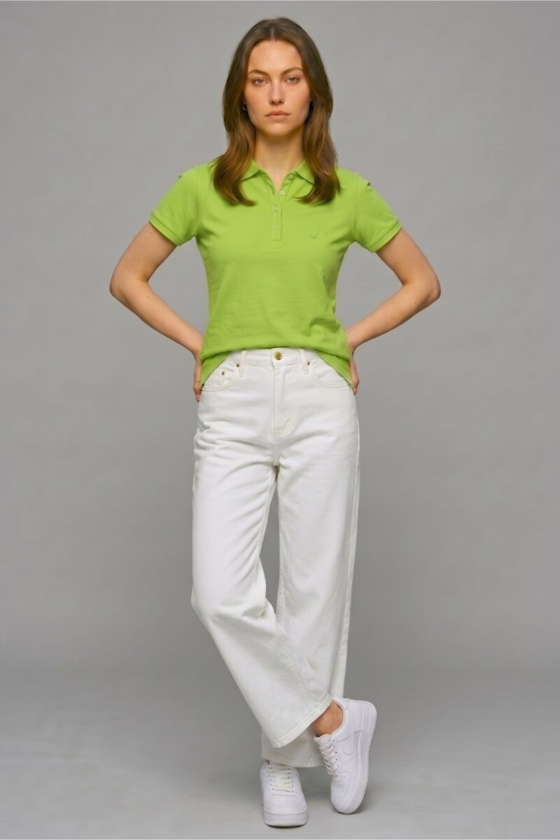Yeşil %100 Pamuk Polo Tişört - 4