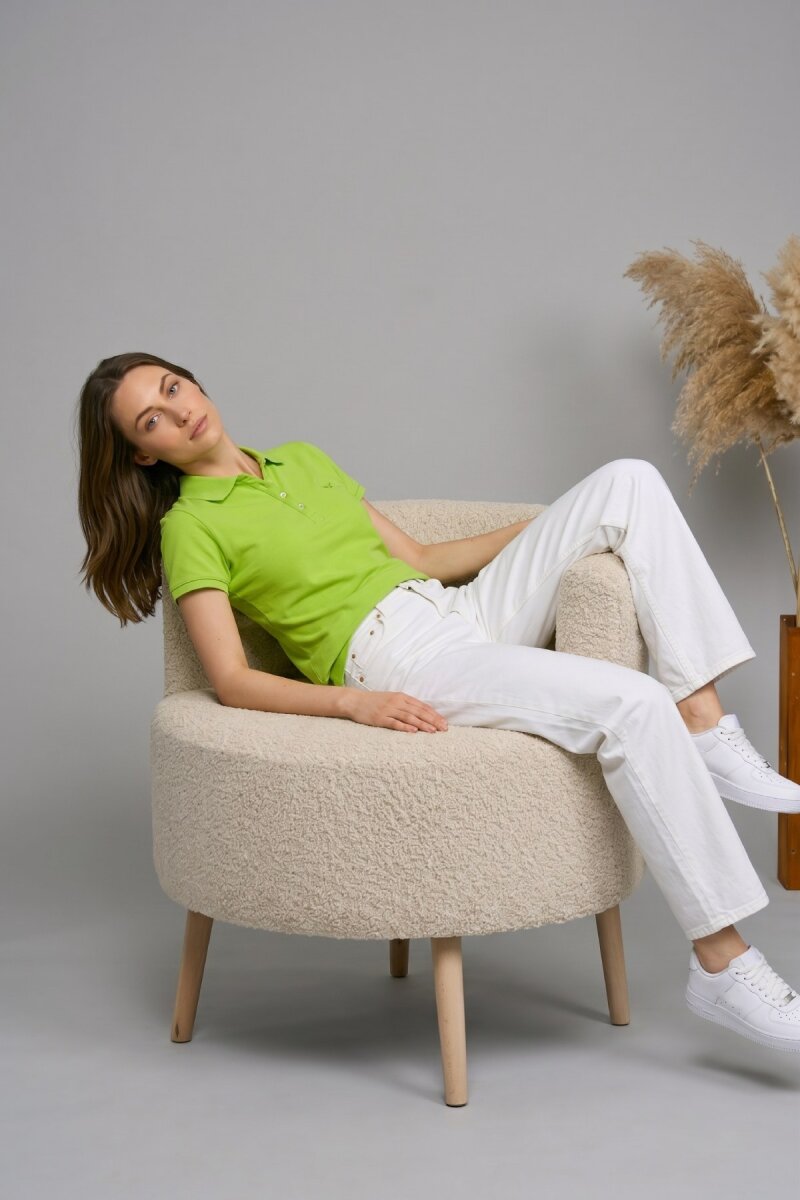 Yeşil %100 Pamuk Polo Tişört - 3