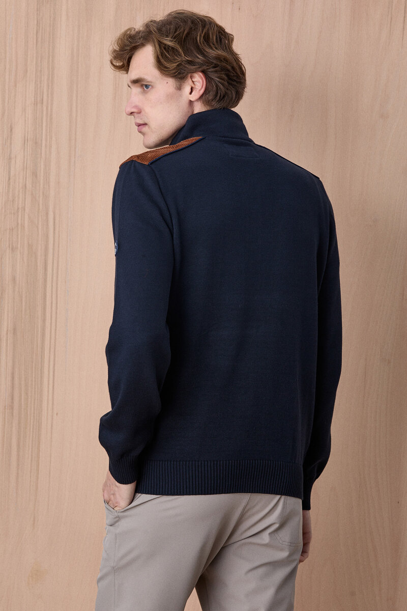 Lacivert %100 Pamuk Fermuarlı Kazak - 5