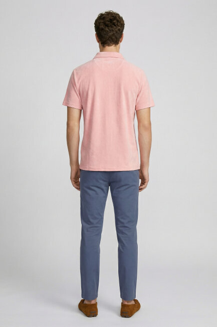 Pembe %100 Pamuk Havlu Polo Tişört - 6