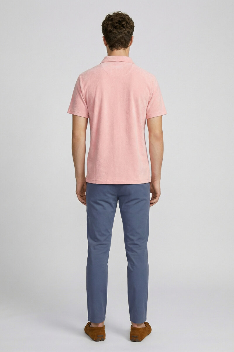 Pembe %100 Pamuk Havlu Polo Tişört - 6