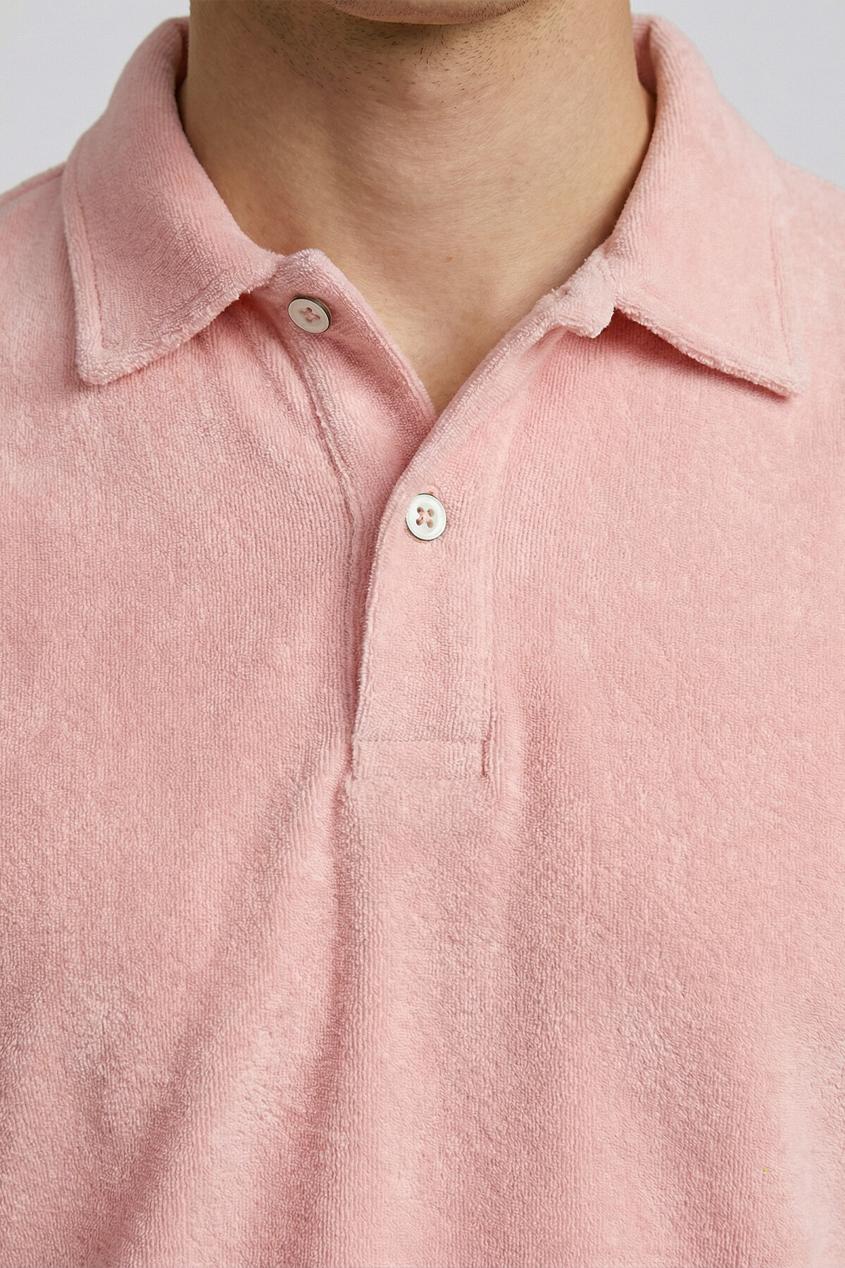 Pembe %100 Pamuk Havlu Polo Tişört - 3