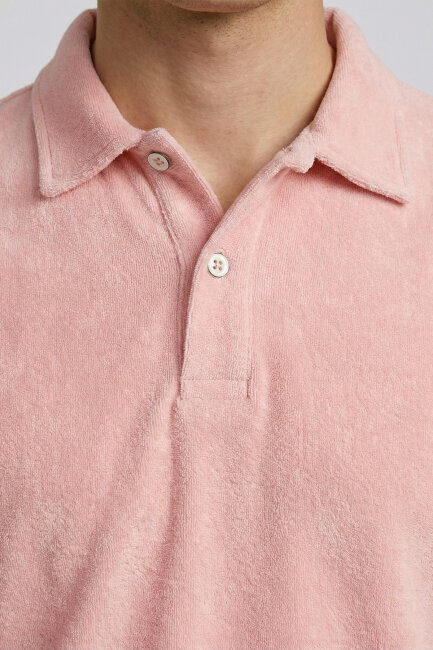 Pembe %100 Pamuk Havlu Polo Tişört - 3