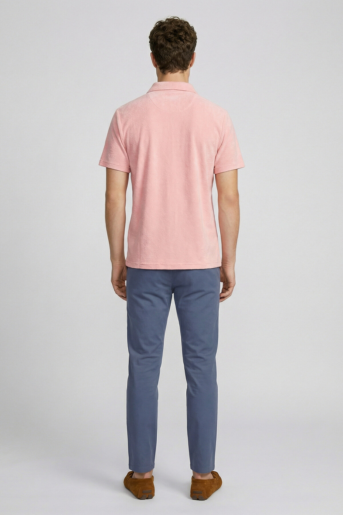 Pembe %100 Pamuk Havlu Polo Tişört - 6