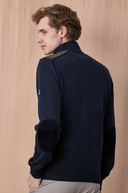 Lacivert %100 Pamuk Fermuarlı Hırka - 6