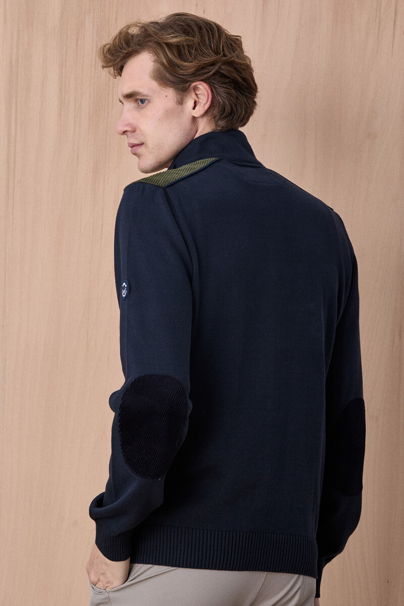 Lacivert %100 Pamuk Fermuarlı Hırka - 6