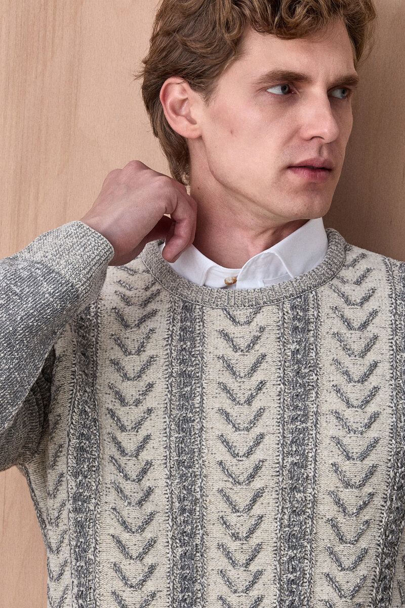 Bej Bisiklet Yaka Kazak (1)