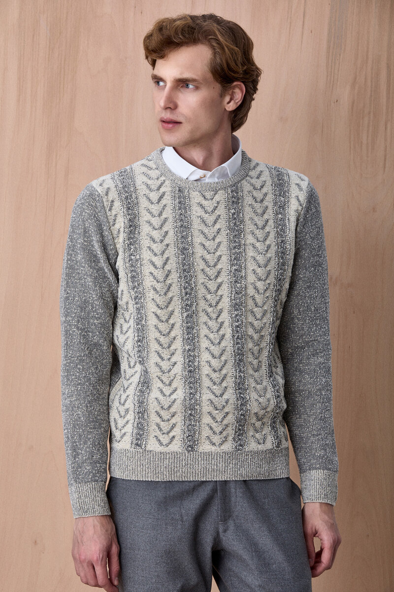 Bej Bisiklet Yaka Kazak - 3