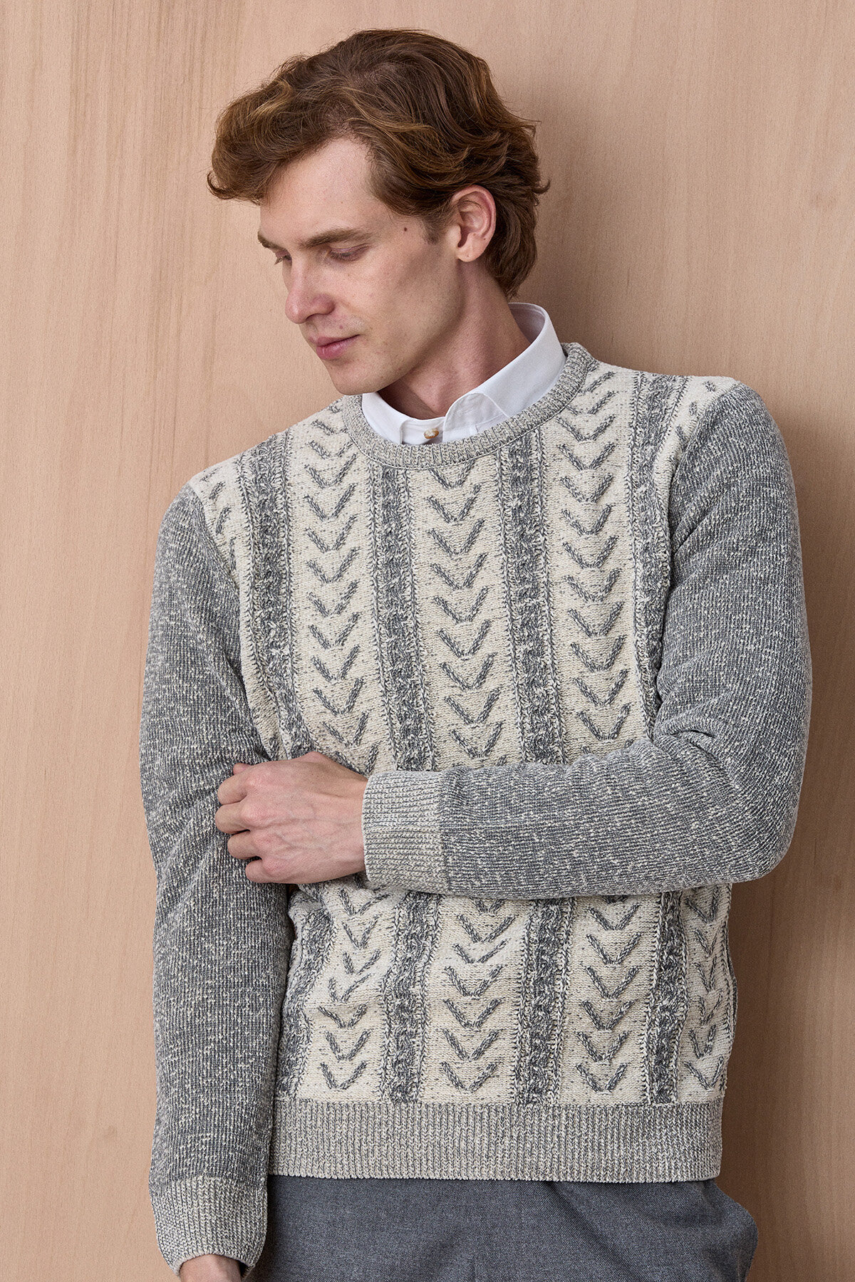 Bej Bisiklet Yaka Kazak - 4