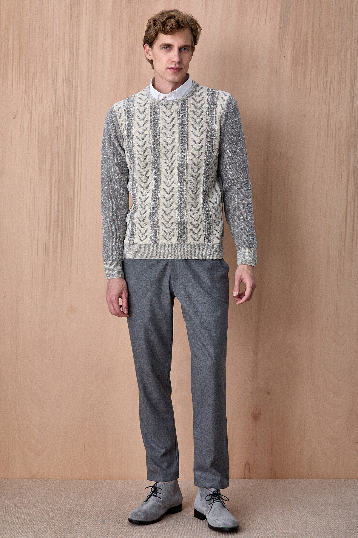 Bej Bisiklet Yaka Kazak - 5