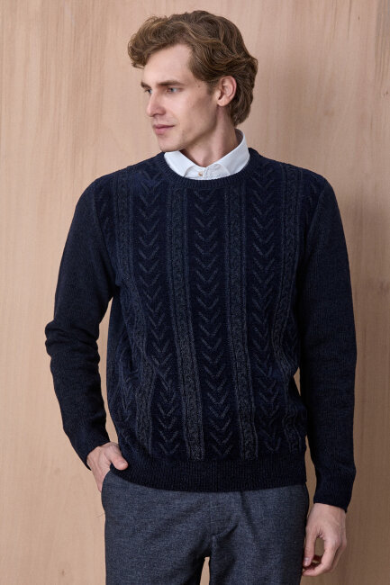 Lacivert Bisiklet Yaka Kazak - 3