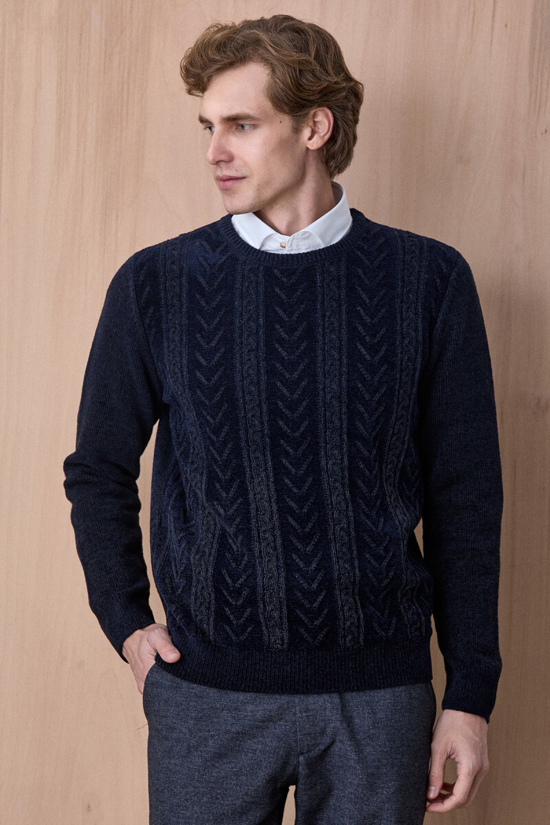 Lacivert Bisiklet Yaka Kazak - 3