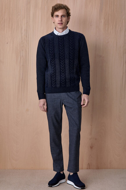 Lacivert Bisiklet Yaka Kazak - 4