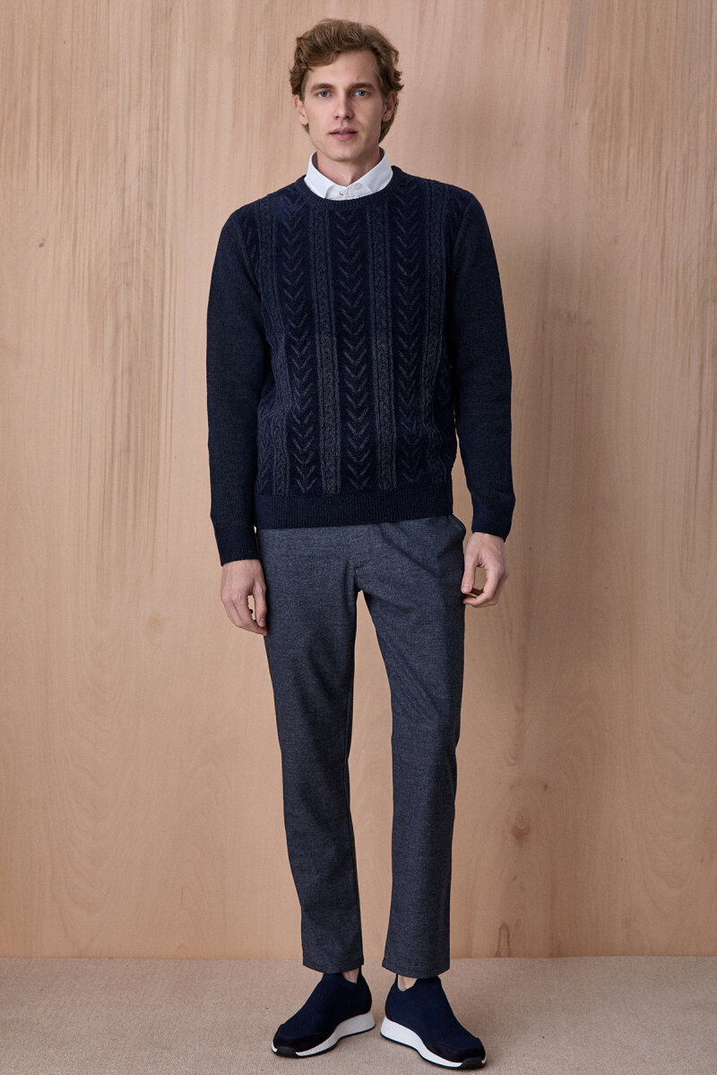 Lacivert Bisiklet Yaka Kazak - 4