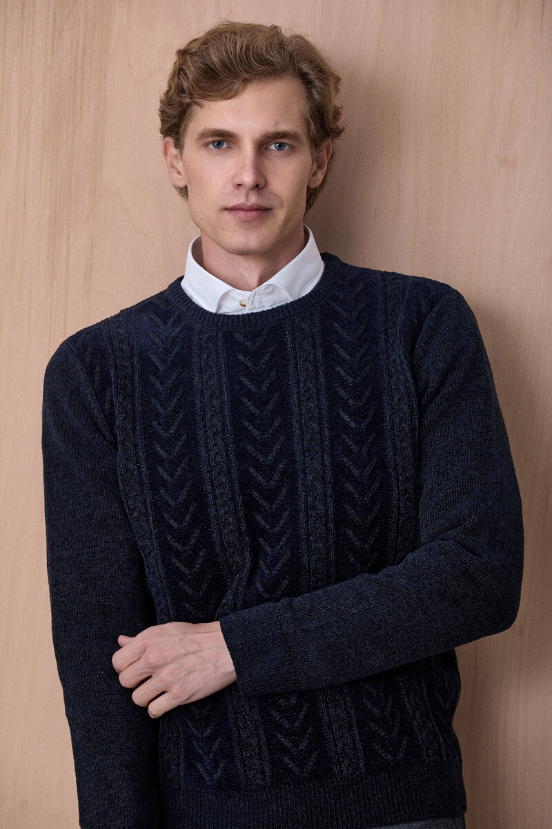 Lacivert Bisiklet Yaka Kazak - 5