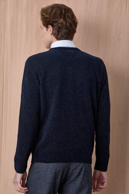 Lacivert Bisiklet Yaka Kazak - 6