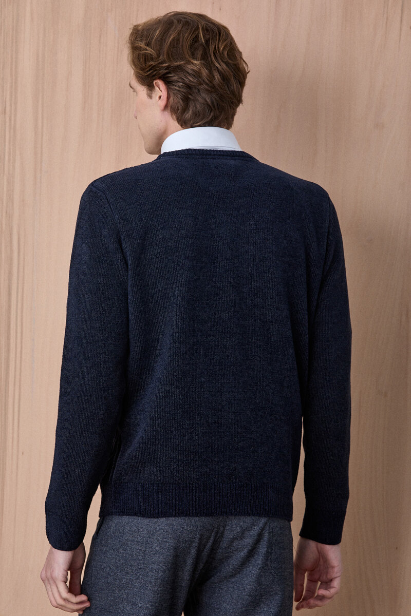 Lacivert Bisiklet Yaka Kazak - 6