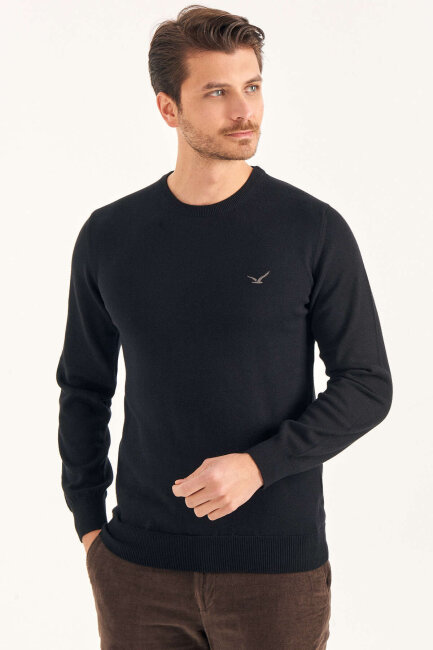 Black 100% Cotton Crew Neck T-shirt - 2