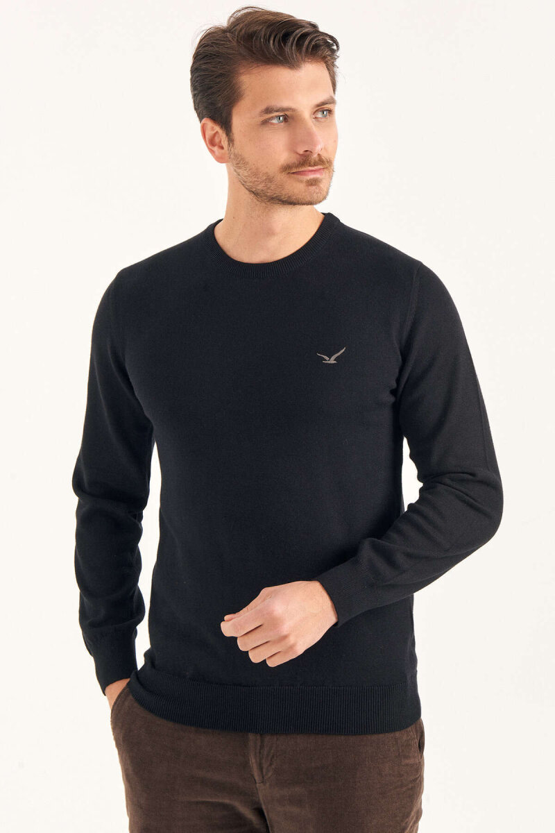 Black 100% Cotton Crew Neck T-shirt - 2