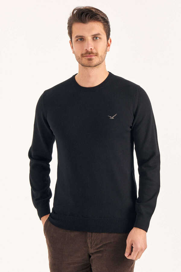Black 100% Cotton Crew Neck T-shirt - 1