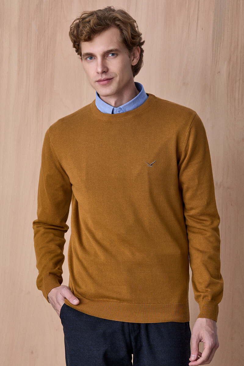 Hardal %100 Pamuk Bisiklet Yaka Kazak - 1